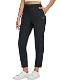 BALEAF Womens Golf Pants Stretch with Zipper Pockets Petite Ankle Travel Dress Work Business Casual Slacks Black M