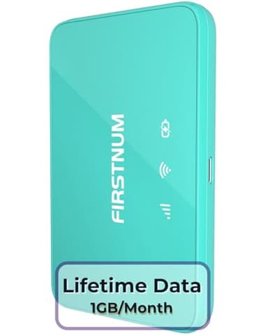FIRSTNUM M6 Mobile Hotspot, Portable WiFi Hotspot for Travel in 160+ Countries, No SIM Card Required Hotspot No Contract, Connect Up to 10 Devices, Portable Hotspot with 1GB Free Global Data Monthly