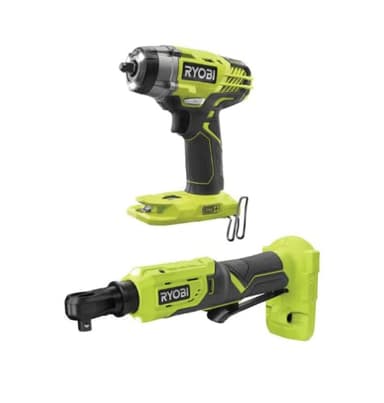 Ryobi ONE 18V Cordless 3/8 in. 3-Speed Impact Wrench and 3/8 in. 4-Position Ratchet Kit (Tools Only)