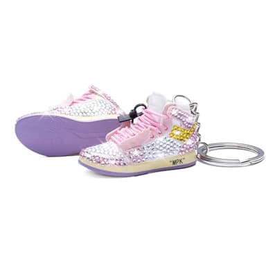 MPK Retro Shoe Rubber Sneaker Key chains – Perfect Birthday Party Prizes, Mystery Goodie Bag Gifts & Party Favors – Durable PVC Material for Shoe Lovers & Collectors (Diamond Pink(a Pair of Shoe))