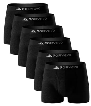 FORVEVO Mens Boxer Briefs, Merino Wool Underwear Men, Breathable Boxer Shorts Comfortable Soft Moisture Wicking Underwear with Elastic Waistband 6 Pack (Black, L)