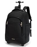LIGHT FLIGHT Rolling Travel Backpack, Water-Resistant Travel Laptop Backpacks with Wheels for Adults, 17 Inch Large Roller College Backpack Luggage Carry on, Black