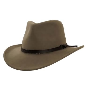 American Hat Makers Pathfinder X-Large Wool Felt Outback Hat | Handcrafted Western Hat for Men & Women | Crushable, Packable, Easy to Carry | Stylish Adventure Hat for Travel, Hiking, Festivals Khaki