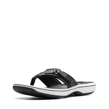 Clarks Women's Breeze Sea Flip-Flop, Black Synthetic, 9