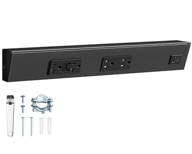 SURAIELEC 16" Under Cabinet Hardwired Power Strip with GFCI Outlet, Angled Outlet Design, 2500W Rating, 20A GFCI + 20A TR Outlet with USB-A & USB-C, Modular No-Cut Extension System, Black, ETL Listed