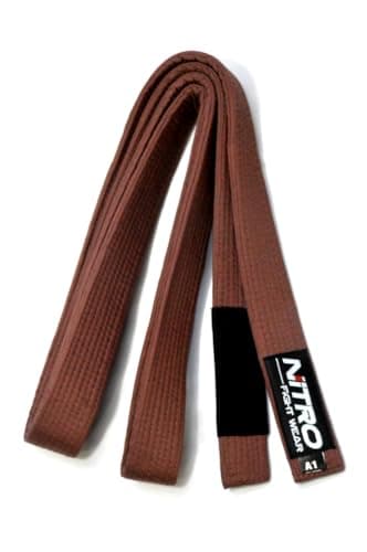 Nitro Fight Wear Adult BJJ Belt - White, Blue, Purple, Brown, Black - Brazilian Jiu Jitsu IBJJF (Brown, A2)