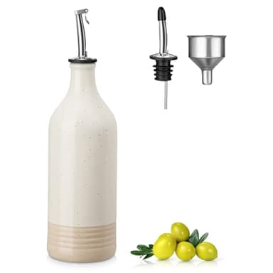 vancasso 20 Oz Ceramic Olive Oil Dispenser Bottle, Bottle Dispenser with Spout and Funnel for Kitchen,Suitable for Oil, Vinegar, Coffee Syrups & Other Liquids，Cream