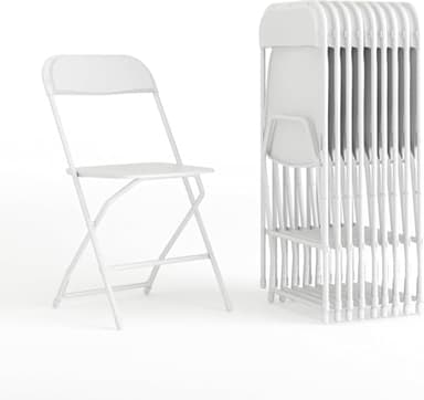 Flash Furniture Hercules Set of 10 Indoor/Outdoor Heavy-Duty Plastic Folding Chairs, Foldable Commercial Stacking Chairs with 650-lb. Static Weight Capacity, White