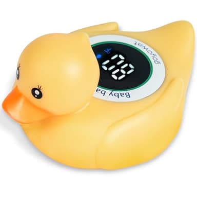 Baby Bath Thermometer Duck Toy - Floating Digital Water Temperature Monitor with LED Display & Color Alerts for Infants Newborns, Cute Bathtub Sensor & Safe Bath Time Essential