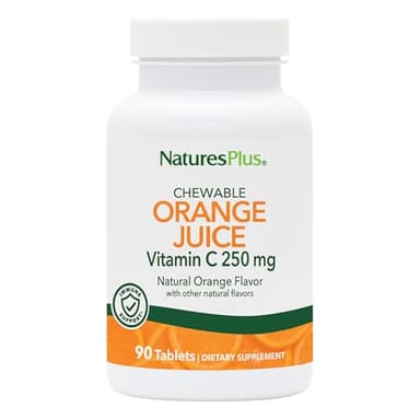 NaturesPlus Orange Juice - 90 Chewable Tablets - 250 mg Vitamin C - High-Potency Immune Support Supplement, Antioxidant - Gentle on Stomach - Vegan, Gluten Free - 90 Servings