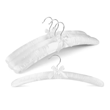 HOUSE DAY Satin Padded Hangers for Women 4 Pack 17 Inch No Shoulder Bump Bride Hanger for Sweaters, Dresses, Clothing, Weddings, Lingerie（White）