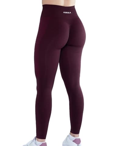 AUROLA Seamless Scrunch Legging Women Yoga Pants 7/8 Tummy Control Workout Running for Workout Fitness Sport Active Legging-25'' (S, Black Cherry)