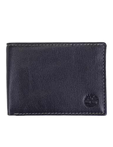 Timberland Men's RFID Blocking Wallet – Genuine Leather Passcase with Removable ID Holder, 6 Card Slots, 2 Billfold Pockets, Slim Design, Navy Blue, One Size