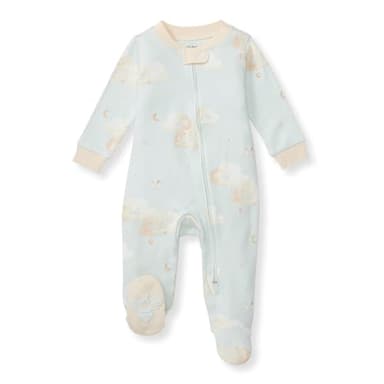 Burt's Bees Baby Boys' Organic Cotton Sleep and Play Footed Pajamas, One-piece Zip Front Romper, Baby Essentials