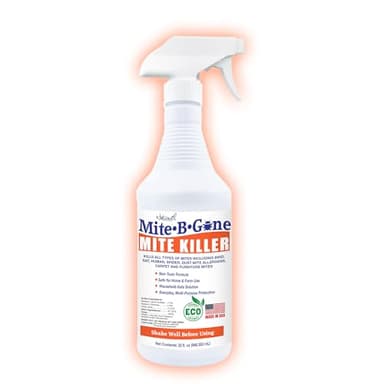 Mite Killer Spray by Mite-B-Gone - 32oz | Plant-Based Treatment for Human, Dust, Chicken, Bird, Carpet & Rat Mites in Homes, Furniture & Bedding | Farm, Family & Pet Safe