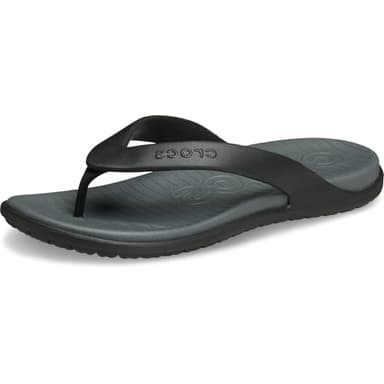 Crocs Men's Coast Flip Flops, Sandals for Men, Black/Slate Grey, 10