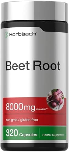 Horbäach Beet Root Powder Capsules | 320 Pills | High Potency Herbal Extract Supplement | Non-GMO, Gluten Free Formula