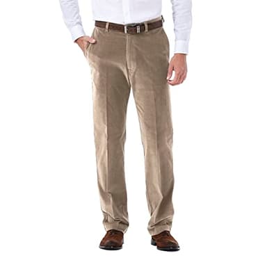 Haggar Men’s Premium Stretch Corduroy Classic Fit Pant Khaki 44W x 30L