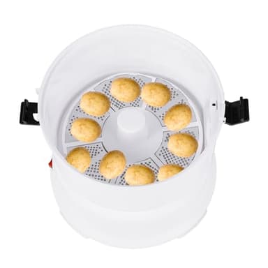 85W Electric Potato Peeler One-button Drive Automatic Spinner White Electric Vegetables Peeling Machine 2.2lbs 2-in-1 Automatic Potato Peeler for Home Kitchen