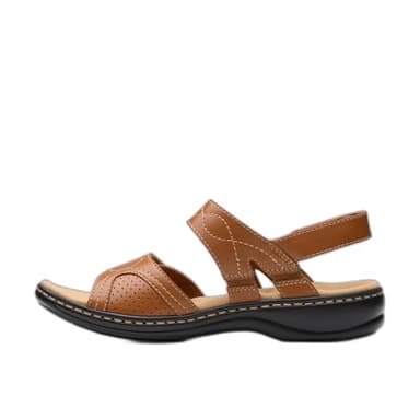 Clarks Collection Women's Leisa Meadow Sandal, Tan Leather, 10 M US