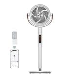 Dreo Fan for Bedroom, 100ft Standing Fan for Home, 120°+105° Smart Oscillating Pedestal Fans with Wi-Fi/Voice Control, DC Motor, 43'' Quiet Fan, 6 Modes, 8 Speeds, Adjustable Height, PolyFan 513S