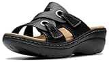 Clarks Women's Merliah 2 Cove Heeled Sandal, Black Leather, 8