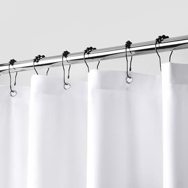 downluxe Waterproof Fabric Shower Curtain Liner, Soft Cloth Shower Liner with 3 Magnets, Machine Washable & Hotel Quality Bathroom Curtain, 70" W x 72" L, White