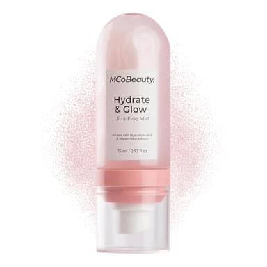 MCoBeauty Hydrate & Glow Ultra Fine Mist - Hydrating Face & Body Spray - Refreshing Dewy Makeup Prep & Setting Mist - with Hyaluronic Acid Watermelon Extract Aloe Vera - Vegan & Cruelty Free