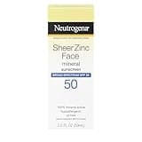 Neutrogena Sheer Zinc Oxide Dry-Touch Mineral Face Sunscreen Lotion with Broad Spectrum SPF 50, Oil-Free, Non-Comedogenic & Non-Greasy, Hypoallergenic, 2 fl. oz