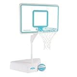 Dunn-Rite Splash & Shoot Outdoor Adjustable Height Swimming Pool Basketball Hoop w/Ball, Base, & 18 Inch Stainless Steel Rim, Made in USA, Clear
