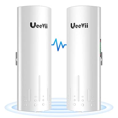 Wireless Bridge Point to Point Outdoor: UeeVii CPE450 5.8G 3Km Long Range Wi-Fi Bridge for Extend Network to Barn and Surveillance Range - Work with Starlink, 14dBi MIMO Antenna,48V POE Powered, 2pcs