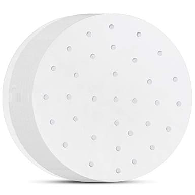 10 Inch Air Fryer Liners, Set of 200, Bamboo Steamer Liners/Dumpling Steamer Paper/Perforated Air Fryer Parchment Paper Sheet for Airfryer, Steaming Basket and More