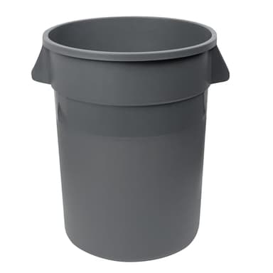 Restaurantware - RW Clean 32 Gallon Wastebasket, 1 Round Trash Can - Lid Sold Separately, Ergonomic Handles, Gray LLDPE Plastic Waste Bin, Heavy-Duty, for Home, Garage, Driveway, Mall, Or Stadium