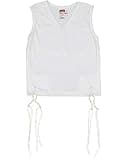 Keter Judaica Boys Perf-Tzit V-Neck Undershirt Tzitzis with Ashkenaz Strings - White, 7