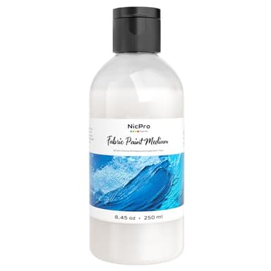 Nicpro Professional Effects Fabric Medium, 8.45oz Bottle Fabric Painting Acrylic Fluid Medium, Improves Acrylic Paint Adhesion to Fabrics, Textiles for Fabrics DIY Clothing, T-shirts, Shoes Jeans Bags