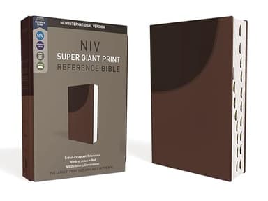 NIV, Super Giant Print Reference Bible (Font Size: 16.5-point), Leathersoft, Brown, Red Letter, Thumb Indexed, Comfort Print