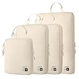 EPICKA 4 Set Ultra-Lightweight Compression Packing Cubes - Water Resistant Durable Travel Organizers Bags, Expandable Travel Accessories for Carry on, Luggage, Suitcase Backpack (Beige)