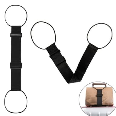 DraCra 2 Pack Luggage Straps for Add a Bag Bungees Lightweight Easy Elastic Wrap Belts for Attaching Extra Bags Purse to Suitcase Handle Handbag Backpack Spinner Carryon Travel Airport