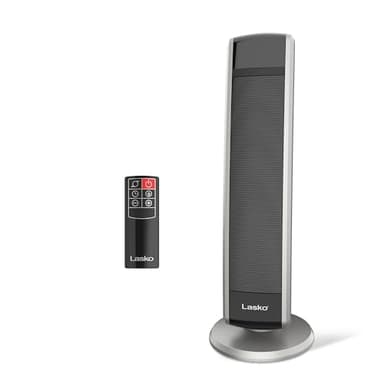 Lasko Oscillating Digital Ceramic Tower Heater for Large Rooms, with Adjustable Thermostat, Timer and Remote Control, 29 Inches, 1500W, Black, 5586