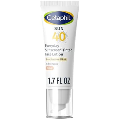 CETAPHIL Everyday Sunscreen Tinted Lotion for Face, 1.7 fl oz, 100% Mineral UVA/UVB Filters: Titanium Dioxide & Zinc Oxide, SPF 40, For Sensitive Skin