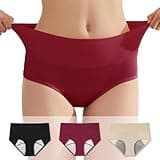 Washable Urinary Incontinence Cotton Brief Underwear for Wowen with Absorbency Leakproof Panties (Black/Red/Beige, Large)