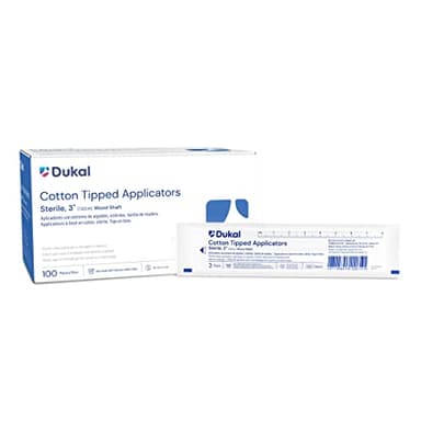 Dukal Cotton Tipped Applicators 3". Pack of 200 Swabsticks Wood Shaft. 100% Cotton Tip, Sterile Swabsticks for Medical Applications. Single use Wood Sticks with Single Tip, 9013