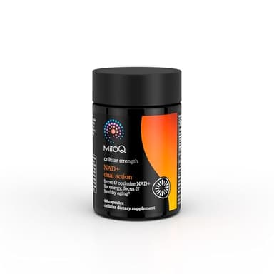 MitoQ NAD+ Dual Action Supplement | Niacin (Niacinamide), Nicotinamide Riboside (NR), Resveratrol & PQQ | Support Energy, Focus & Healthy Aging | 60 Capsules