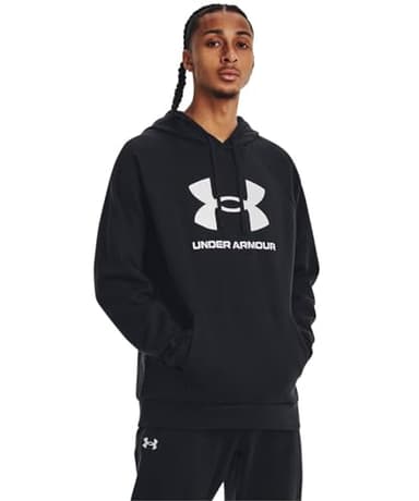 Under Armour Men's Rival Fleece Logo Hoodie, (001) Black / / White, Large