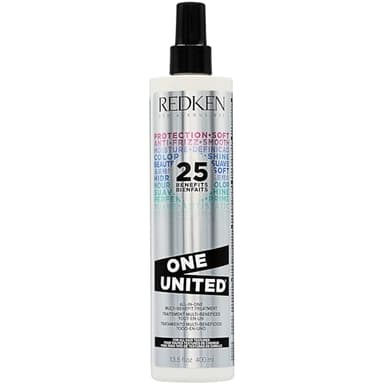 Redken One United All-In-One Leave In Conditioner - Multi-Benefit Leave In Treatment For All Hair Types, Heat Protectant and Detangler Spray, Paraben-Free, 13.5 Fl Oz