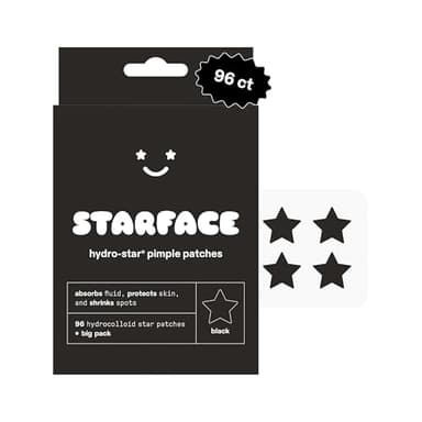 Starface Hydro-Star Black Pimple Patches BIG PACK, Hydrocolloid, Clinically Proven Spot Shrinking in 6 Hours, Absorb Fluid, Reduce Redness, Vegan, Cruelty-Free Skincare (96 Count)