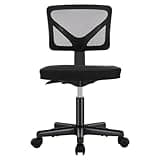 Sweetcrispy Office Computer Desk Chair, Ergonomic Low-Back Mesh Rolling Work Swivel Chairs with Wheels, Armless Comfortable Seat Lumbar Support for Home, Bedroom, Study, Student, Adults, Black
