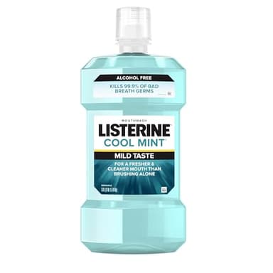 Listerine Mouthwash, Zero Alcohol, Germ Killing, Less Intense Formula, Bad Breath Treatment, Alcohol Free Mouth Wash for Adults; Cool Mint Flavor, 1 L (Pack of 1)