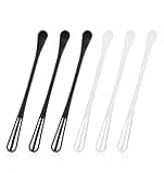6 Pcs Mini Whisks, Multifunctional Spoon Head Plastic Whisks for Cooking, Tiny Whisk Wiper, Convenient Small Whisk for Coffee, Effortless Blending, Whisking, Ingredient, Sauce (White & Black)