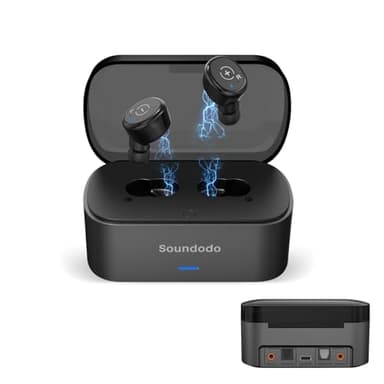 Soundodo Wireless Earbuds for TV Listening Watching with Transmitter Charging Dock,2025 New TWS Ture Wireless Earbuds for TV with Transmitter Set,Optical,3.5mm AUX,RCA,Plug n Play,60ft Long Range